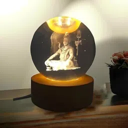 Lord Shiva Crystal Ball Night Decorative Showpiece - 10 cm-image-31