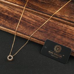 Brado Jewellery American Diamond One Gram Gold Plated Necklace Golden Chain Round Pendant for Women and Girls Mother of Pearl Gold-plated Plated Brass, Mother of Pearl Chain Set-10