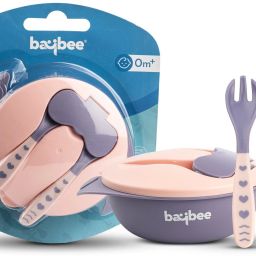 Baby Feeding Bowl with Lid, Suction Cup, Spoon & Fork Cutlery Set, Tableware Kit - BPA free Plastic and silicone-16