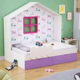 boingg! - a happy start Little Hut Bed in White Colour with Drawer Storage-picture-5