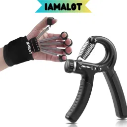 Combo Grip Strengther With Metal Finger Trainer Kit(Packof2)Forearm Strengthener Fitness Accessory Kit Kit-image-1