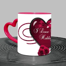 MTM I love you my hubby Red heart handle three tone milk, tea mug(350ml) gift to all Ceramic Coffee Mug-image-20