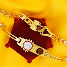 Rudraksh AL-BR-41 Gold RakhiSet-image-44