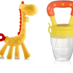 akstars BPA Free Silicone Giraffe Baby Teether and nibbler (multicolor) Teether and Feeder image 2