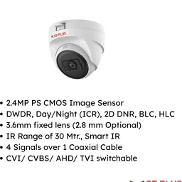 CP PLUS CP Plus Dome (Indoor) Camera 2.4MP 3.6MM 30MTR (CP-URC-DC24PL3) Security Camera image 2