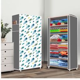 6 Shelf Foldable Collapsible Wardrobe Storage Organizer Almirah Cloth Rack PP Collapsible Wardrobe-image-34