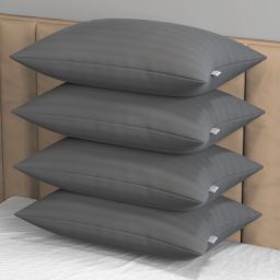 Soft and Fluffy Microfiber Pillow Height Adjustable with Inner Cover, 41x61 cm, Microfibre Stripes Sleeping Pillow Pack of 4-image-51