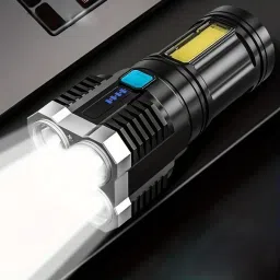 4 in 1 Torch with Battery Indicator rechargeable High Power Long battery LED Torch-11
