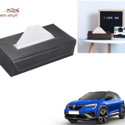 Car Tissue Box Paper Tissue Holder Grey with 200 Sheets(100 Pulls) For Renault Kiger Vehicle Tissue Dispenser-21