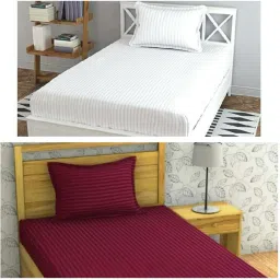 210 TC Cotton Single Striped Flat Bedsheet-image-50