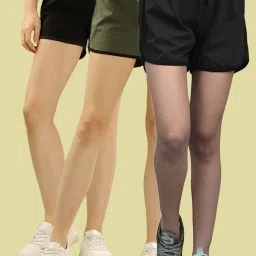 Pack of 3 Solid Women Multicolor Regular Shorts-image-28