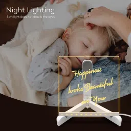 zodze 3d Acrylic LED Message Board, LED Message Board With Pen(15 x15cm) Table Lamp image 3