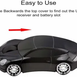 microware Car Shape Mini 4800 DPI USB Wireless with 3 Keys Optical Gaming Mice Mouse for PC Computer Laptop (Black) Wireless Optical Gaming Mouse with Bluetooth image 4