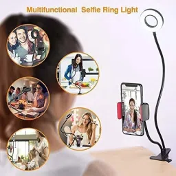 SHREEJIIH Selfie Ring Light with Clamp Controllable Cell Phone Holder for Live Stream Video Chat Flexible Long Arms Lazy Bracket for Easy Watching by Suckey Ring Flash image 5