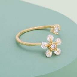 Kushal's Fashion Jewellery Gold-Plated Zircon Studded AdjustableRing-image-102