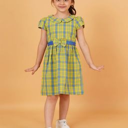 Creative Kids Checked Cold-Shoulder Fit & Flare Dress-image-58