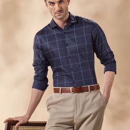 Aldeno Men India Spread Collar Buffalo Checked Slim Fit Formal Shirt-image-40