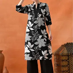 PHYSIL Women Floral Printed Cotton Kurta with Trousers-picture-30