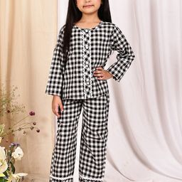 NEUDIS Girls Gingham Checked Top With Trousers Clothing Set-image-96