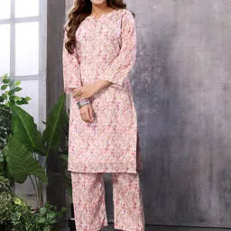 SHISHKALA Women Printed Regular Pure Cotton Kurta with Pyjamas-20