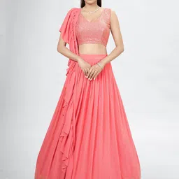 Fusionic Embellished Sequinned Semi-Stitched Lehenga & Unstitched Blouse With Dupatta image 1