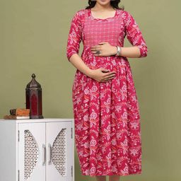 FEMARY Floral Print Maternity Maxi Dress-49