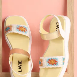 Lavie Women Embroidered Open Toe Flats-image-49