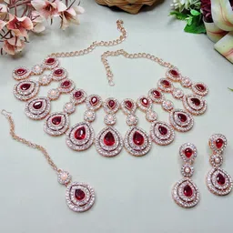 VATSALYA creation Alloy Gold- plated Maroon Jewellery Set-picture-38