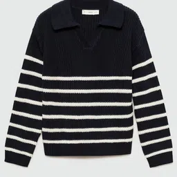 Mango Kids-Girls Striped Polo-Neck Sweater-picture-50
