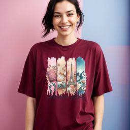 DressBerry Graphic Printed Round Neck Drop-Shoulder Sleeves Oversized Cotton T-shirt-image-62