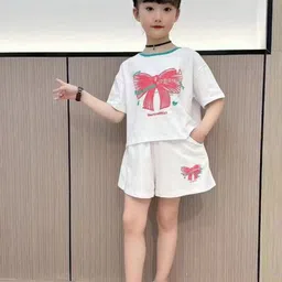YK Girls Printed Round Neck T-Shirt With Shorts-image-81