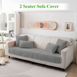 HOKIPO Light Grey Premium Plush Anti Slip Sofa Mat for 2 Seater-picture-34