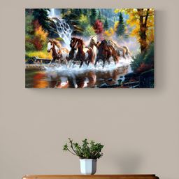 Tushaco Handicrafts White & Green 1 Piece Canvas Birds and Animals Wall Paintings-image-84