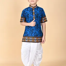 NFC CREATION Boys Blue Kurta Sets-picture-0