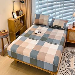 JC HOME Grey & Cream-Coloured Geometric 220 TC King Bedsheet with 2 Pillow Covers-15