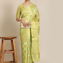 KAVINDI Ethnic Motifs Zari Silk Cotton Banarasi Saree-picture-36