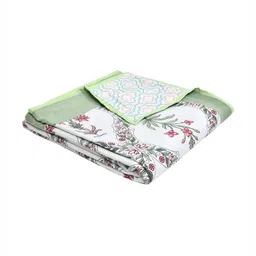 BLOCKS OF INDIA Green & White Ethnic Motifs AC Room 150 GSM Single Bed Dohar-image-91