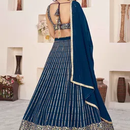 DIVASTRI Embellished Sequinned Semi-Stitched Lehenga & Unstitched Blouse With Dupatta image 3