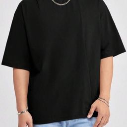 SMAN Men Solid Round Neck Cotton Oversized T-shirt-image-46