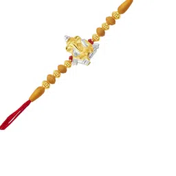 VIVASTRI Men Red Gold Silver Rudraksha Ganpati Rakhi for Brother-image-85