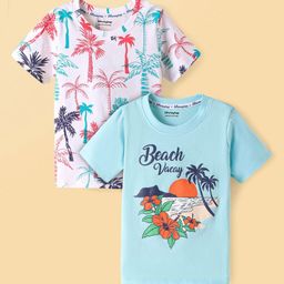 Honeyhap Boys Pack of 2 Graphic Printed Bio Finish Round Neck Cotton T-shirts-image-23