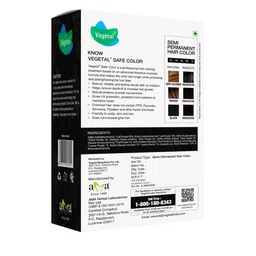 Vegetal Set Of 2 Safe Color + Hair Coloring Treatment - 100 g Each -Soft Black image 4