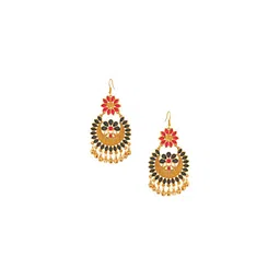 Stefan Gold-Plated Meenakari Floral Dangler Chandbalis-image-35