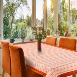 CASA-NEST Orange & Pink Anti-Skid Cotton 4-Seater Table Cover-13