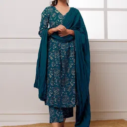 GoSriKi Women Ethnic Motifs Printed Regular Kurta with Trousers & With Dupatta-39