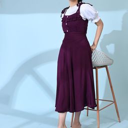 SHINISHA Puff Sleeve Ruffled A-Line Midi Dress-image-16