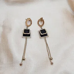 DressBerry Rose Gold-Plated Stainless Steel Contemporary Dangler Drop Earrings-image-88