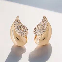 Accessorize Crystals Studded Leaf Shaped Studs-10