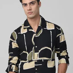 Mufti Men Relaxed Fit Abstract Printed Cuban Collar Cotton Casual Shirt-image-10