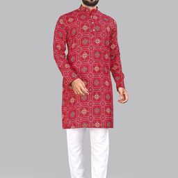 allan peter Men Geometric Thread Work Kurta image 1